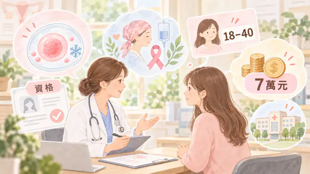 中央醫療性生育保存補助資格與金額整理，說明適用對象、年齡限制與女性取卵補助上限