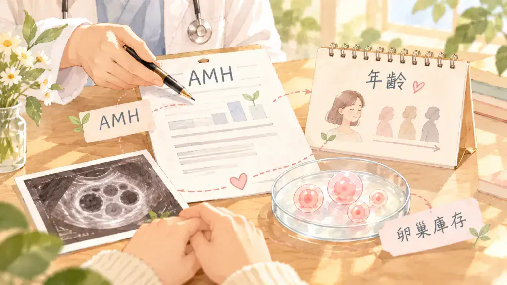 AMH 正常或偏低幾歲開始考慮凍卵，需搭配年齡、卵巢庫存與超音波一起評估