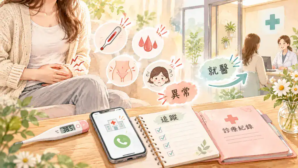 凍卵後哪些症狀要就醫，出現發燒、明顯腹痛、大量出血或持續不適應聯絡診所
